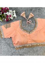 Pure Silk Peach Party Wear Hand Work Readymade Blouse